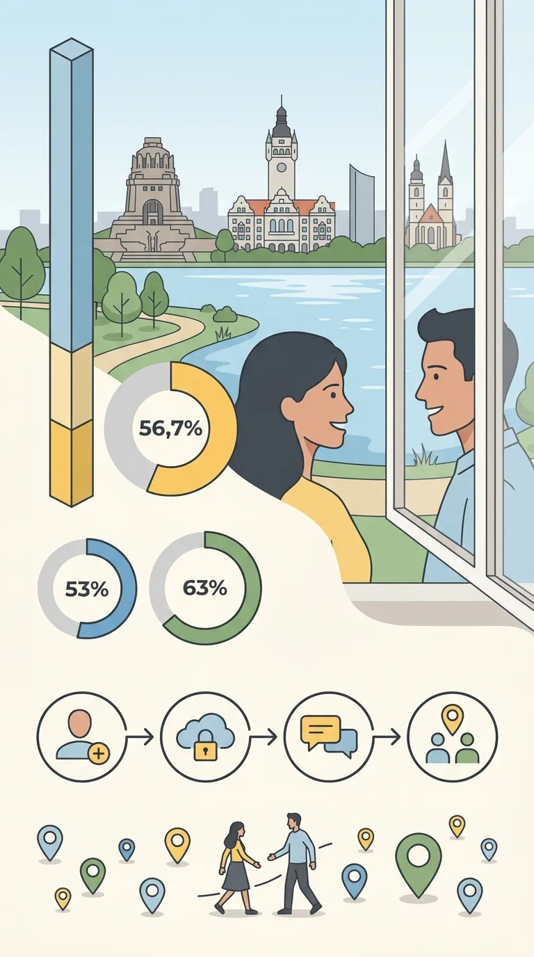 Infografik zum Start in einer Leipziger Singlebörse