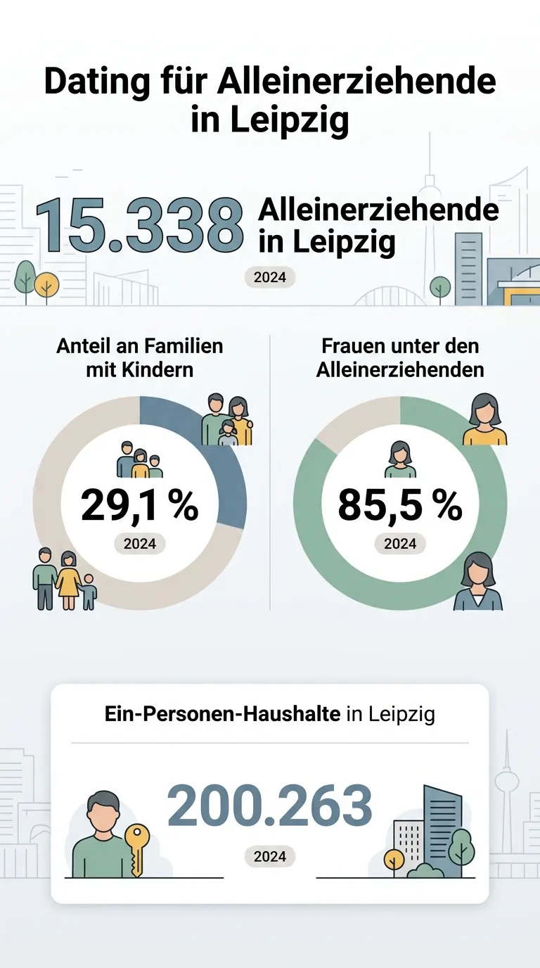 Infografik zu Leipziger Zahlen für Alleinerziehende und Singles