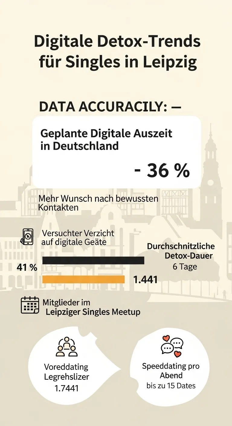 Infografik zu Digitaler Detox, Offline-Dating und Kennenlerntrends in Leipzig