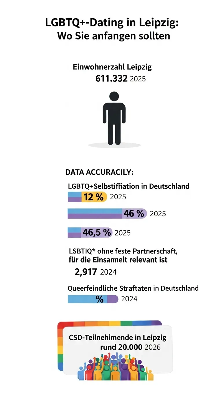 Infografik zu LGBTQ+-Dating in Leipzig mit Sicherheits- und Starttipps